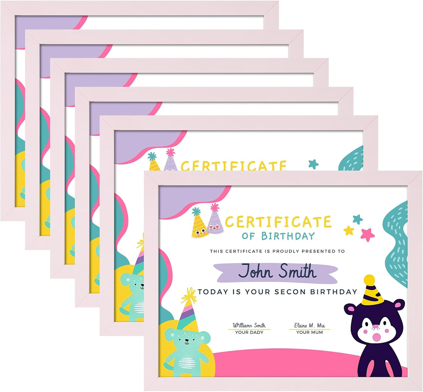 8.5x11 Picture Frame Set of 6 for Kids Artwork and Certificates