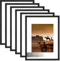 12x16 Picture Frame Set of 6 - Black Wood Grain Frames for Wall