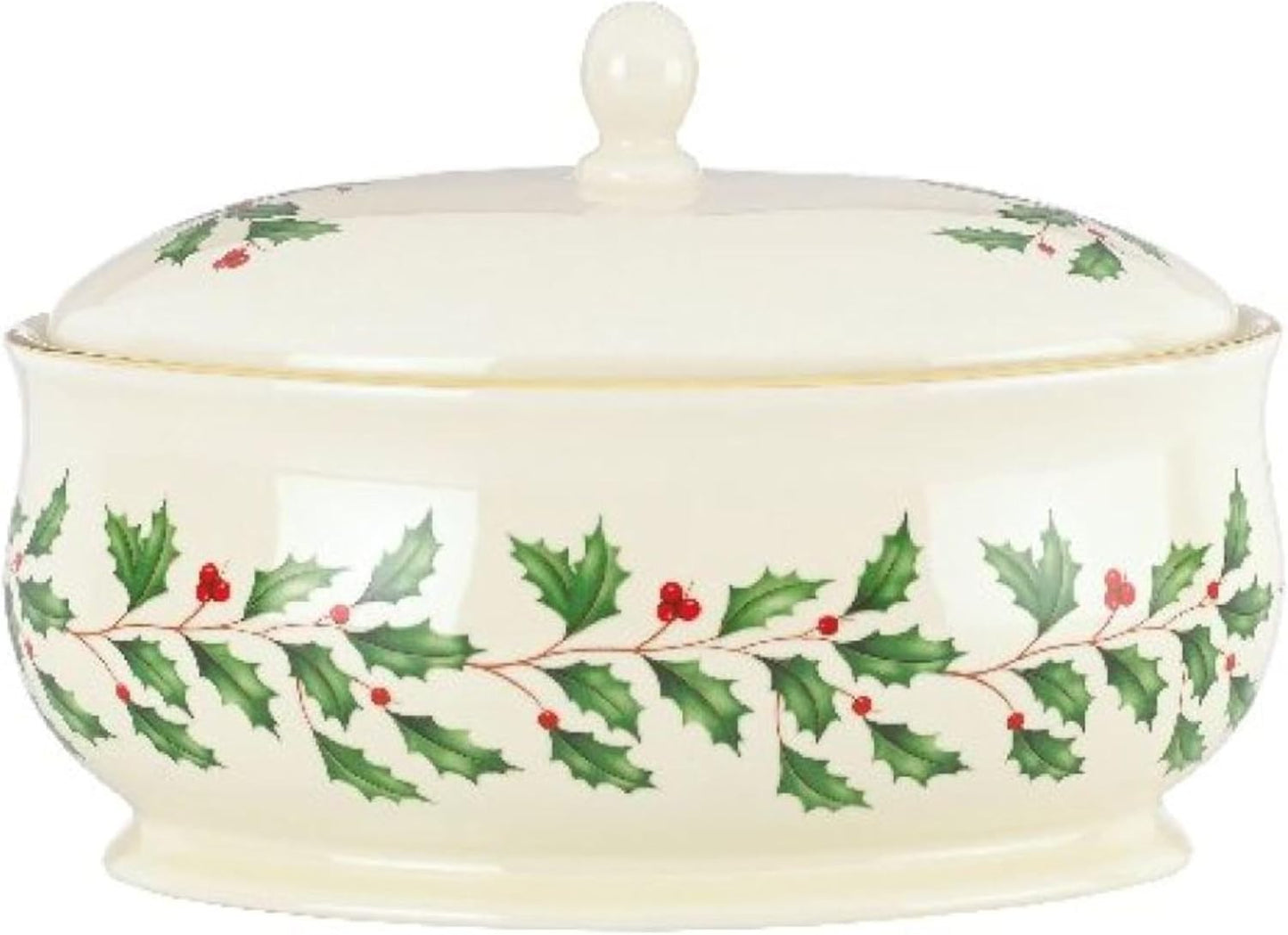 Lenox Holiday Covered Dish with 24K Gold Accents for Christmas