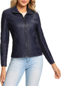 Stylish Plus Size Navy Faux Leather Jacket for Women