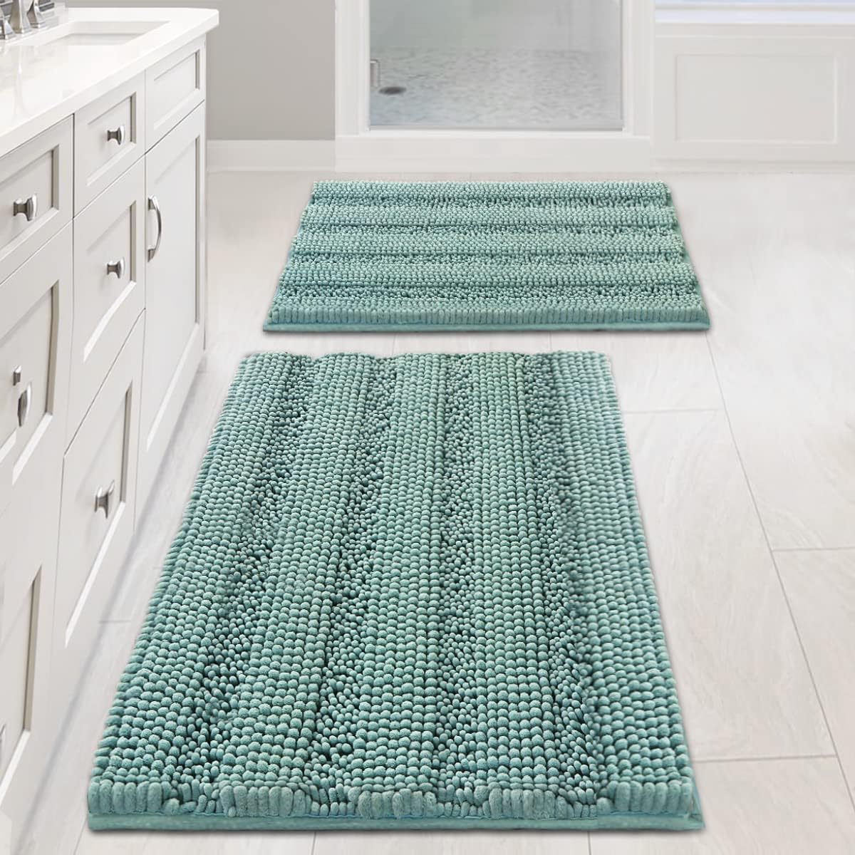 H.VERSAILTEX Bathroom Rugs Non Slip Thick Shaggy Chenille Set