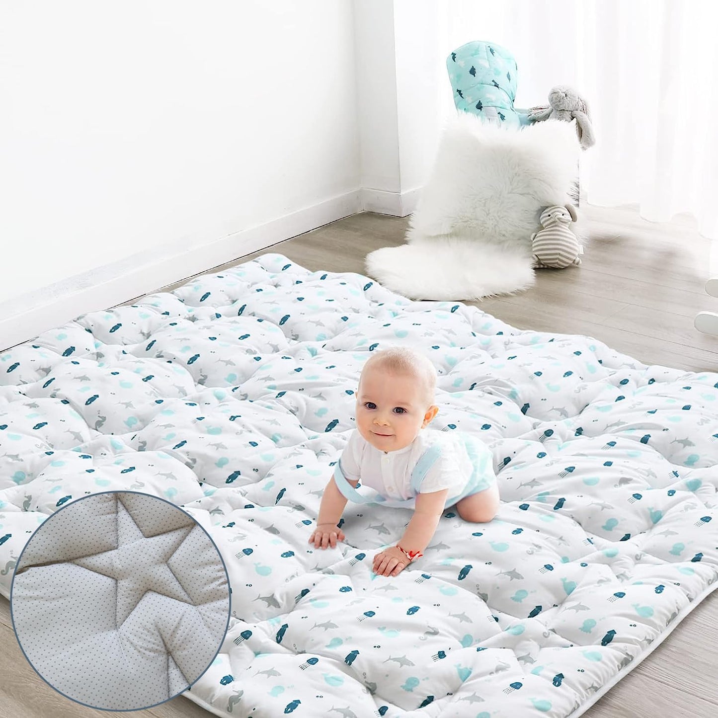 Non-Slip 50'' x 50'' Baby Play Mat - Comfort & Safety
