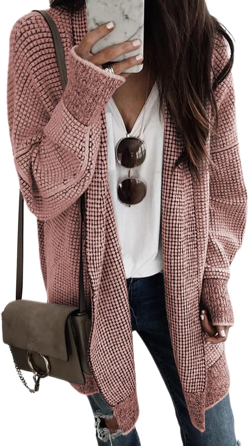 Oversized Checkered Cardigan Sweaters for Women by Sidefeel