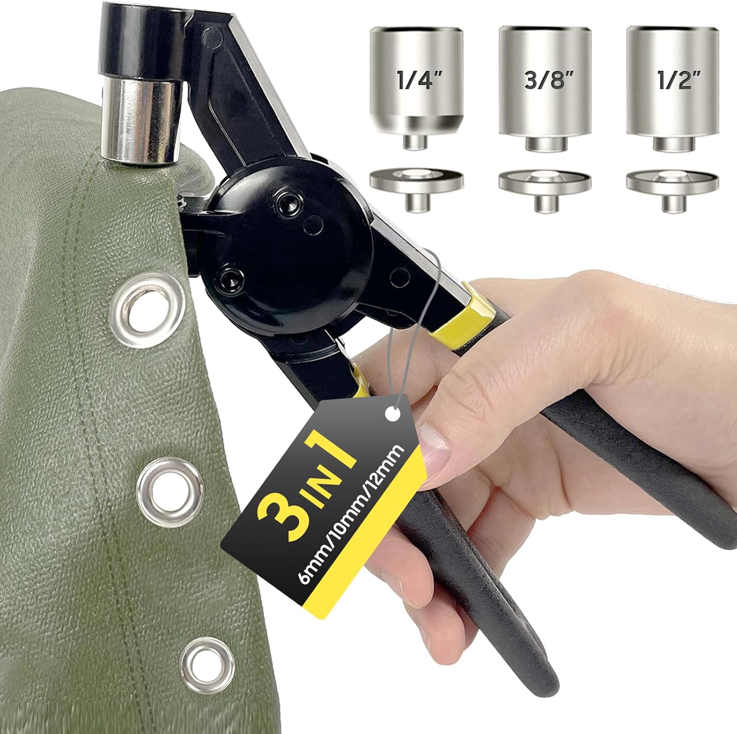 Grommet Tool Kit for Multi-Size Hole Punch and Eyelets