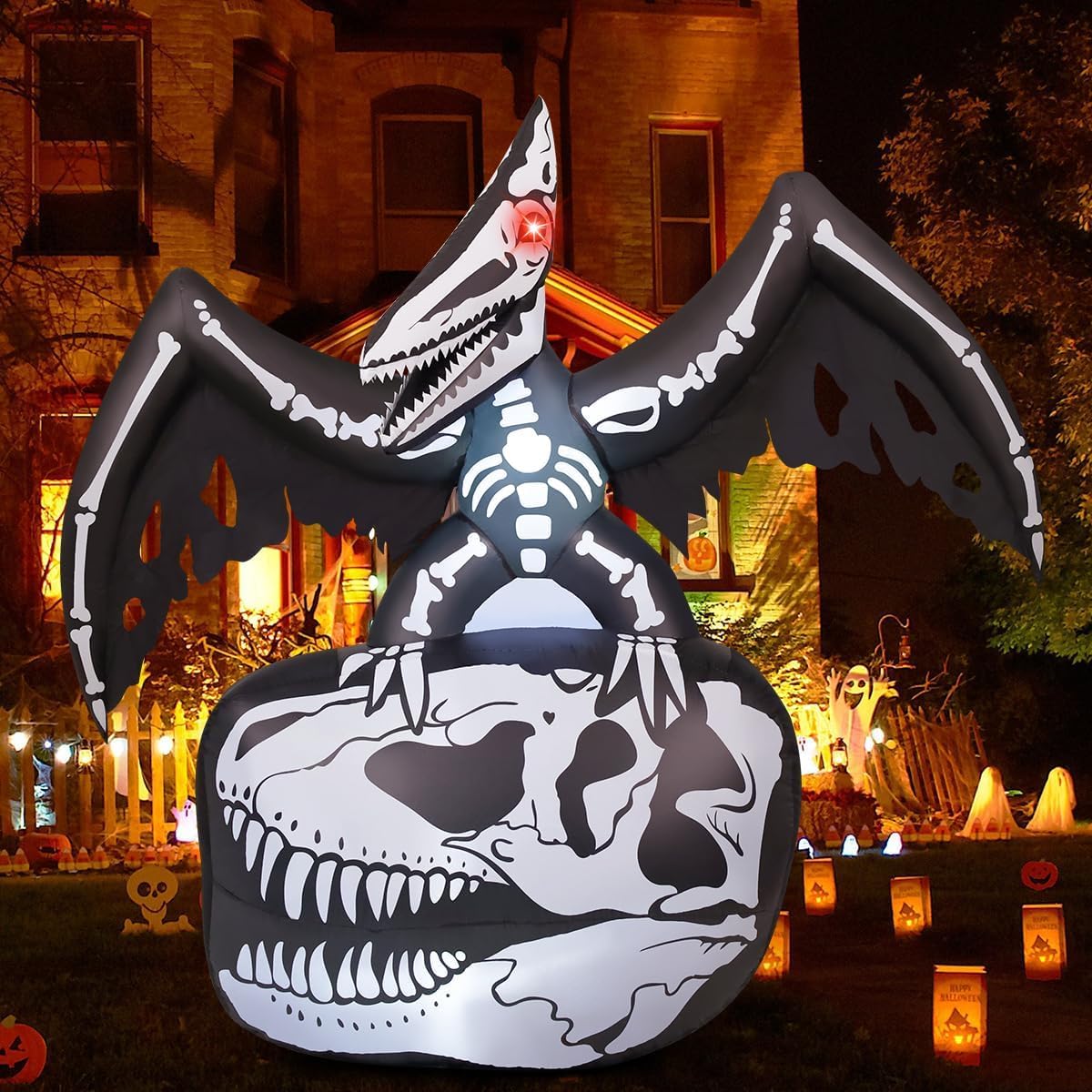 5.5 FT Halloween Inflatables Skeleton Pterosaur for Yard Decor