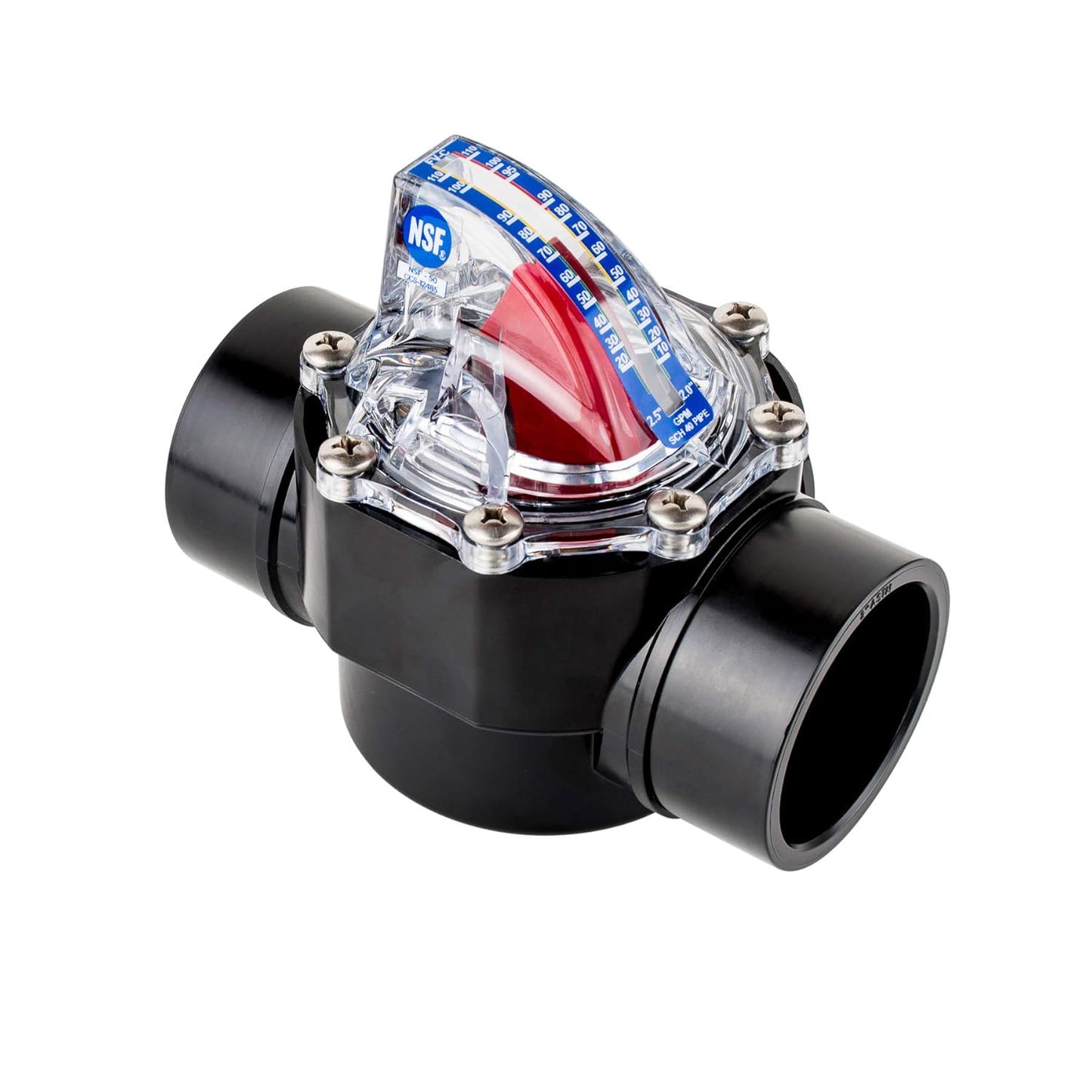 FV-C Control FlowVis Pool Flow Meter and Check Valve Black