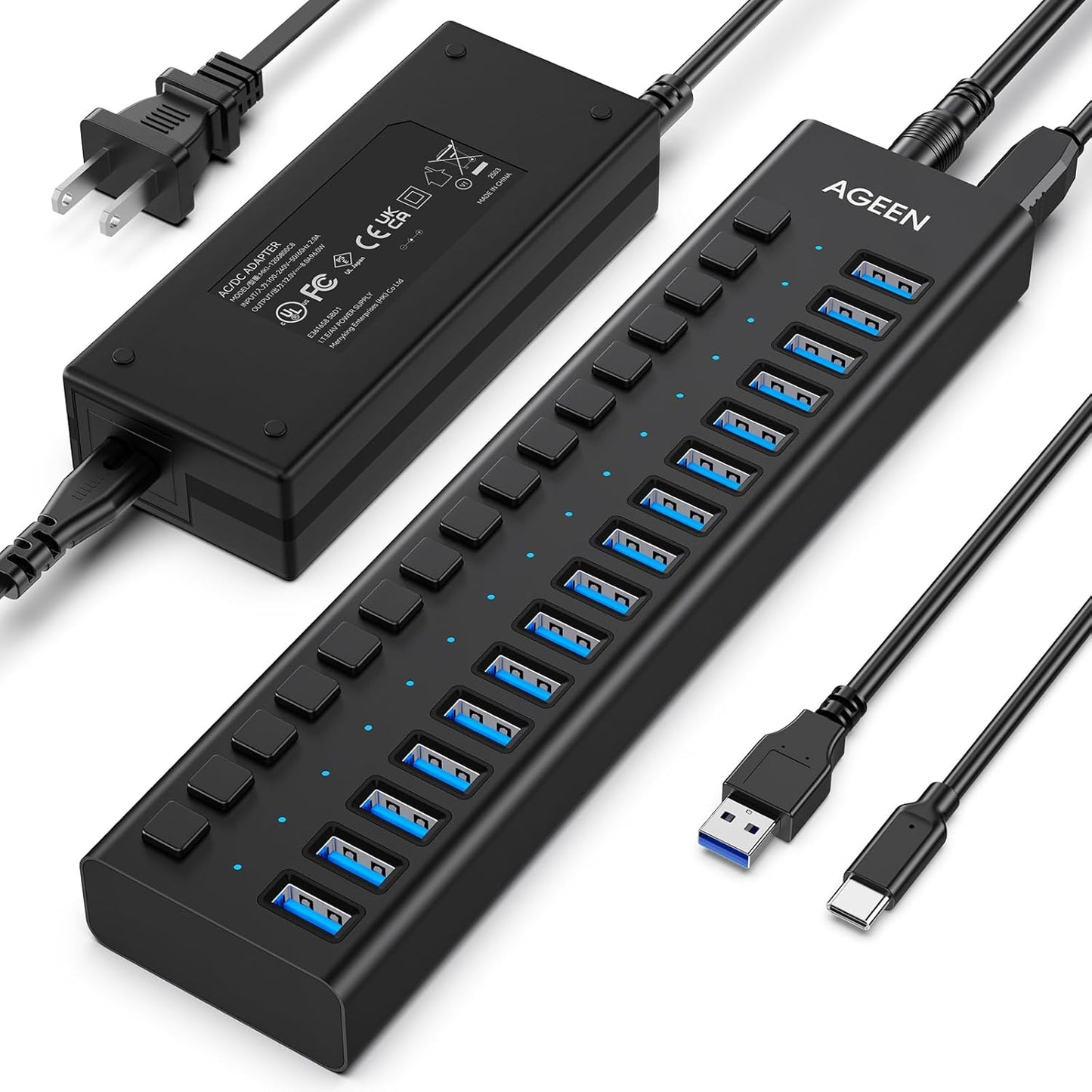 AGEEN 16-Port USB 3.2 Hub: High-Speed Connectivity Solution
