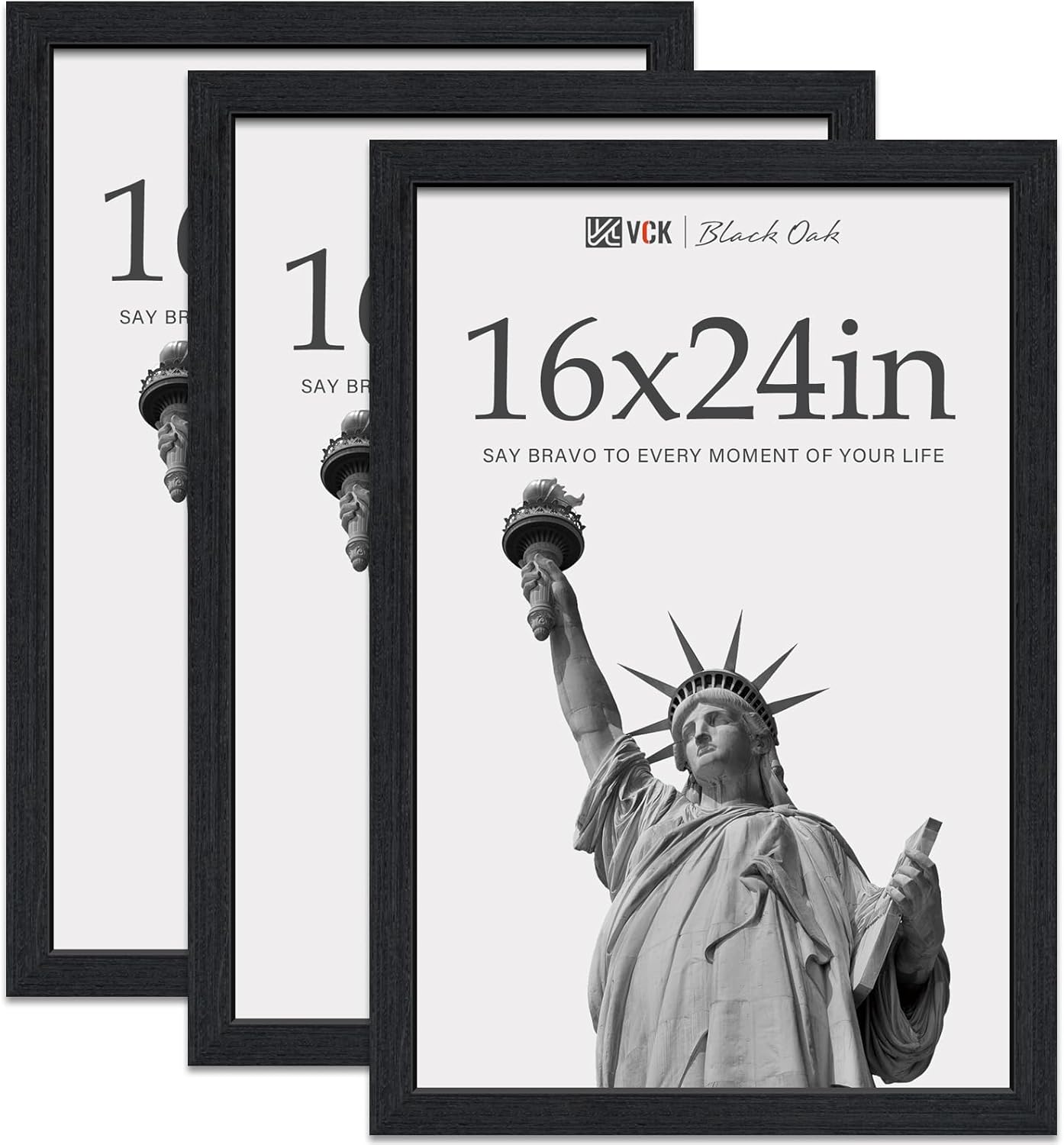 VCK 16x24 Frame for Poster & Picture - Black Oak 3 Pack