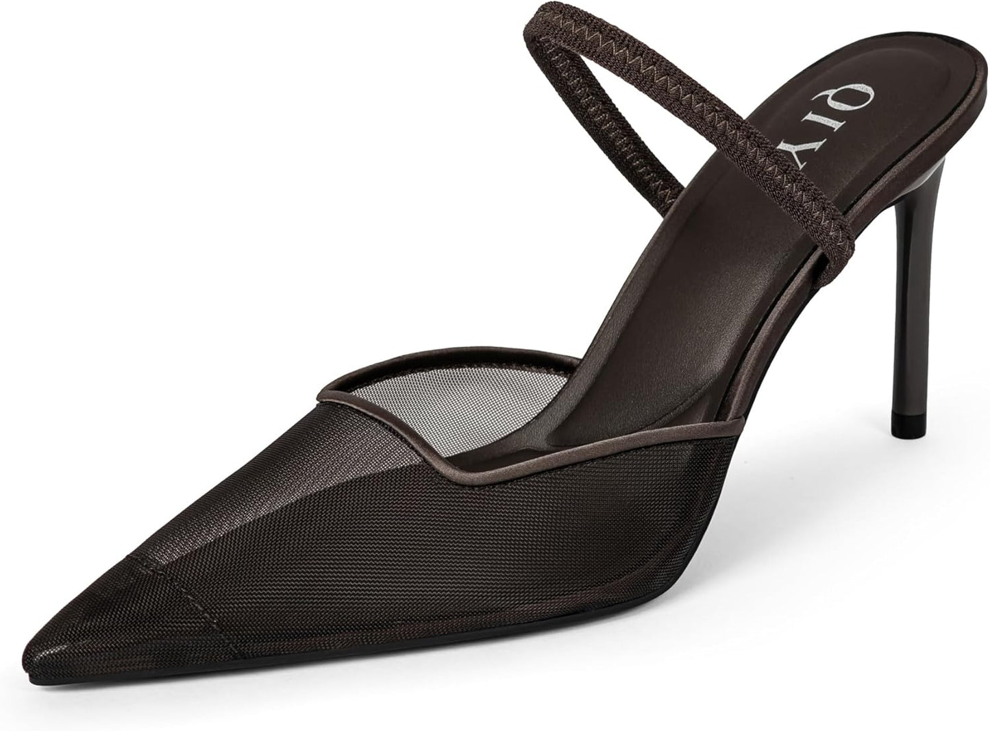 Mesh Heels for Women Pumps Closed Pointed Toe High Heels Mules