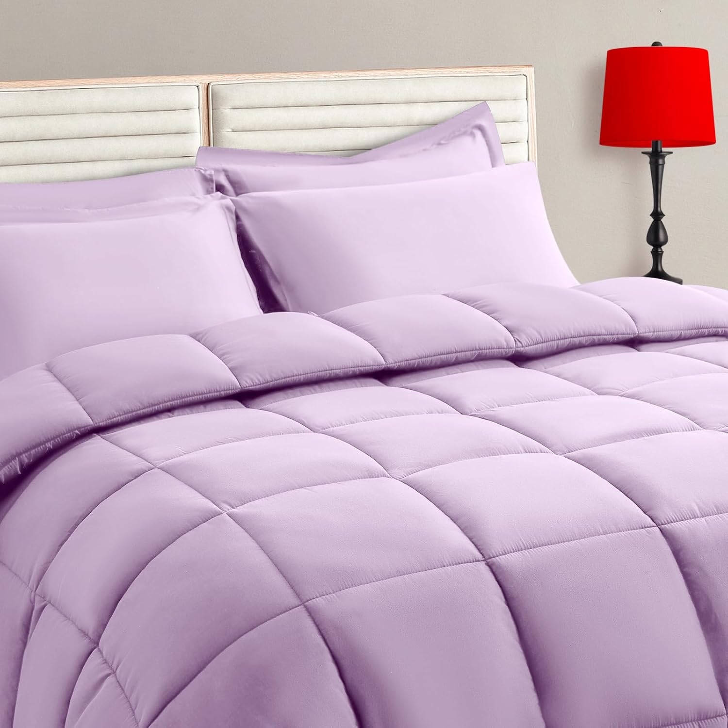 TAIMIT Light Purple Full Size Comforter Set - 7 Pieces for Comfort