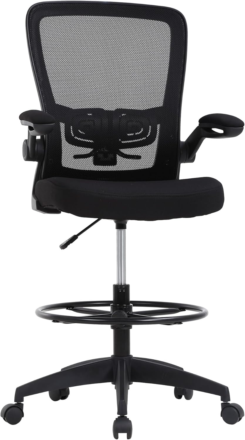 Drafting Chair with Lumbar Support and Adjustable Height Features
