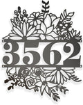 Personalized Floral House Number Sign - Durable Metal Address Sign