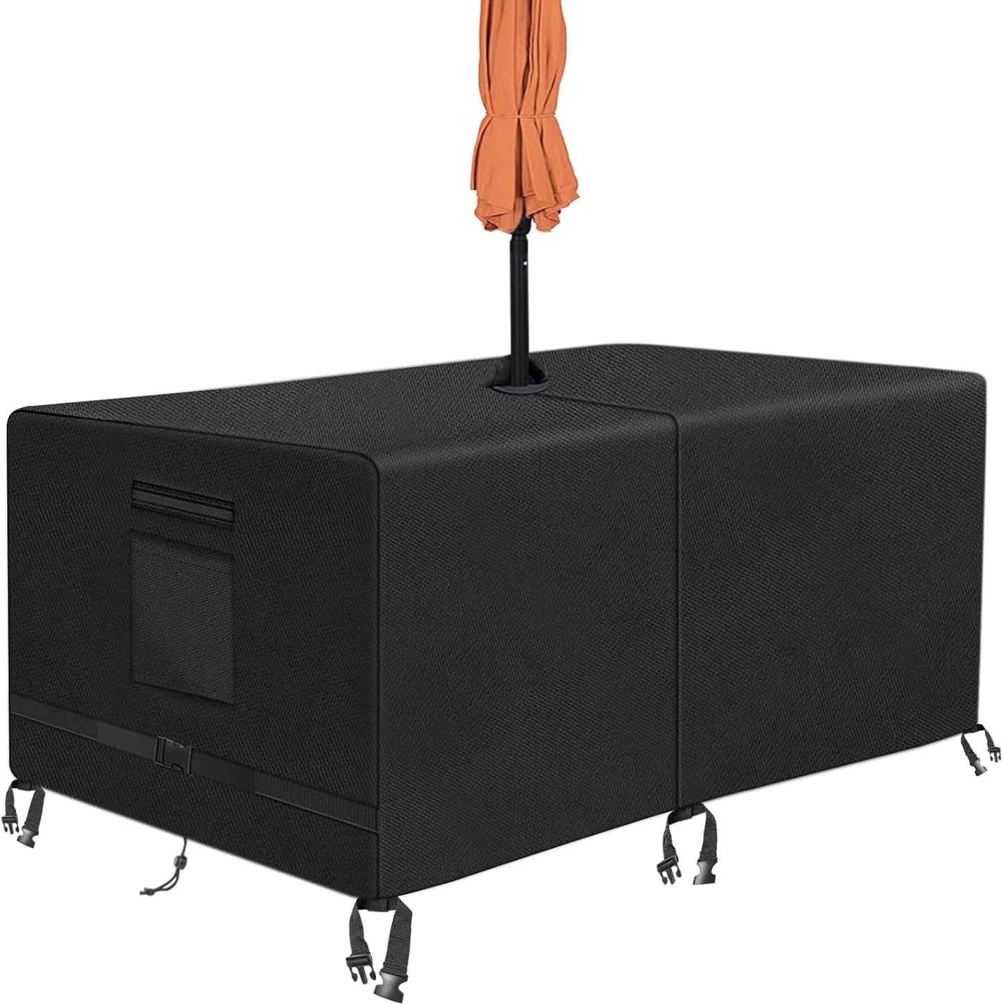 Kovshuiwe Rectangle Patio Table Cover with Umbrella Hole