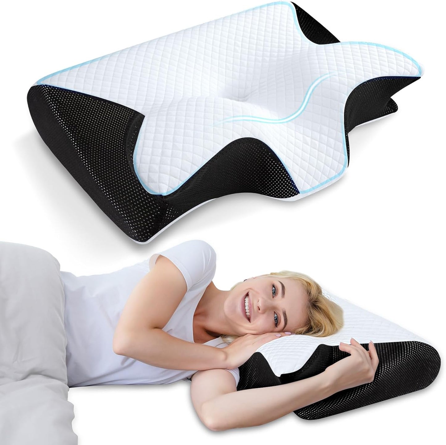 HOMCA Memory Foam Cervical Pillow for Neck Pain Relief and Comfort