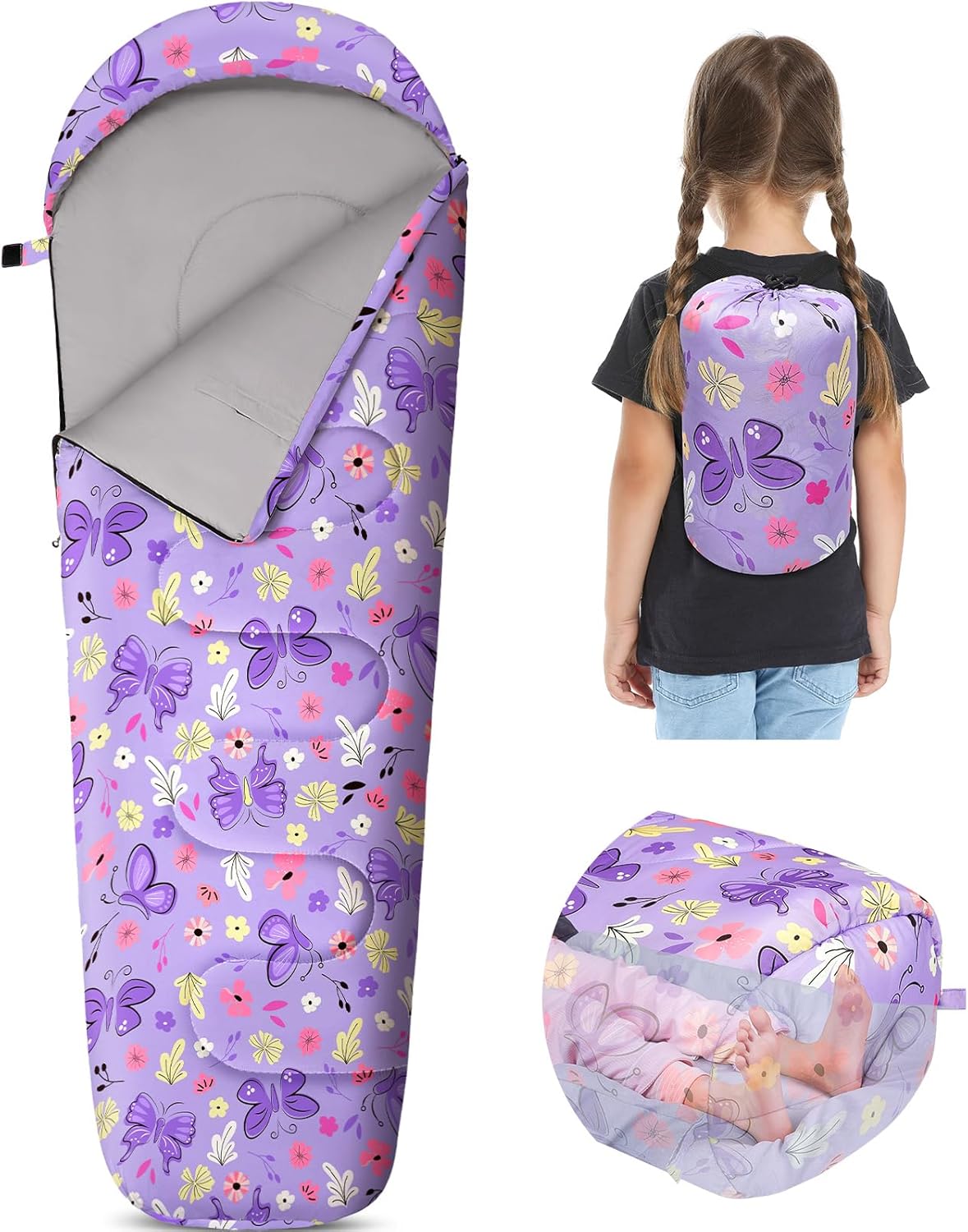 FIOBEE Kids Sleeping Bag for Girls Boys 3 Season Warm & Cool
