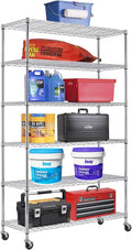 6-Tier Wire Shelf with Wheels 48in x 18in x 82in - Heavy-Duty Storage