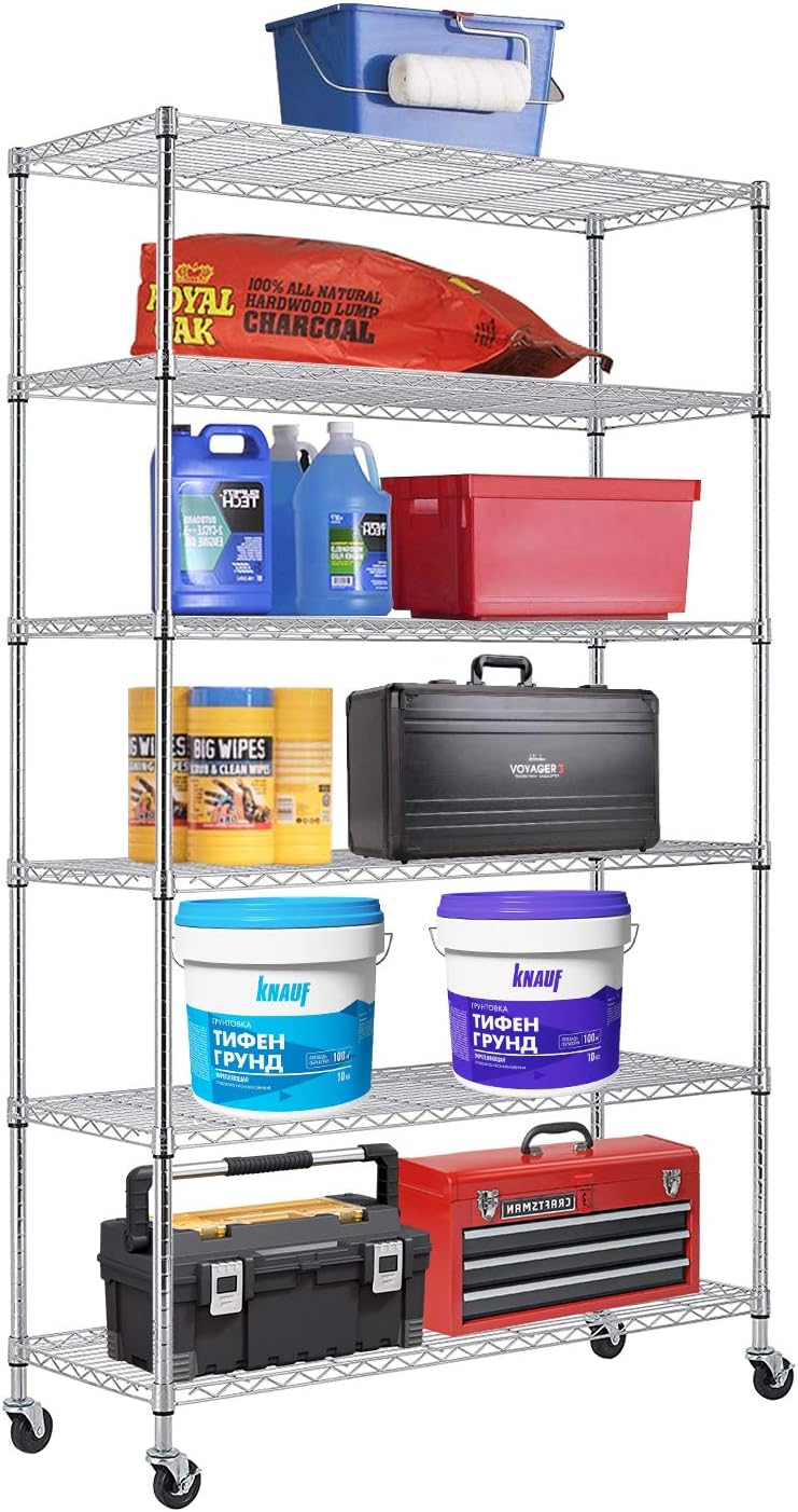 6-Tier Wire Shelf with Wheels for Heavy-Duty Storage Needs