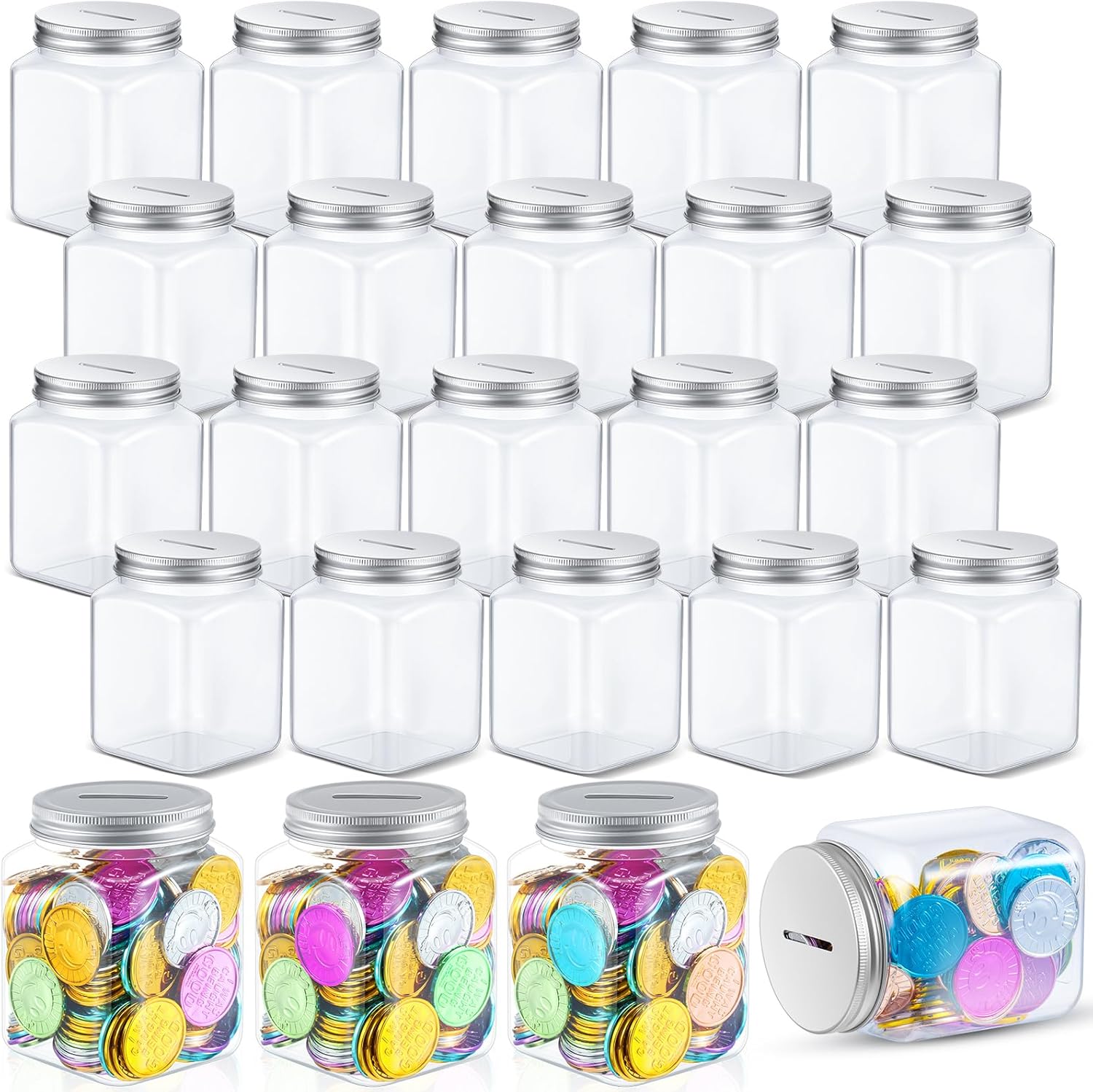 24 Pieces Coin Jars for Behavior Tokens Reward System for Kids