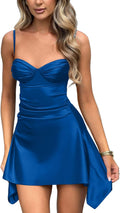 Memoriesea Women's Spaghetti Strap Ruched Mini Dress - Flattering