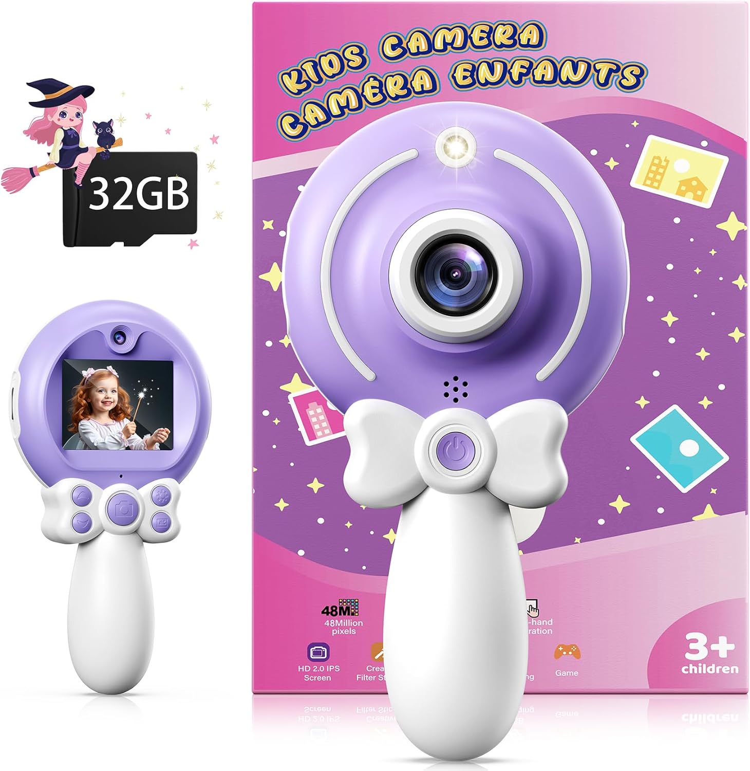 Magic Wand Girls' Camera - 32GB SD Card - Purple