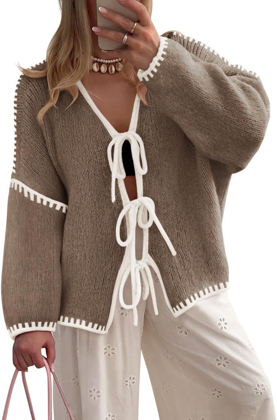 Trendy Tie Front Bow Sweaters for Women by ZESICA in 2025