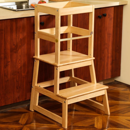 Kitchen Step Stool for Kids with Safety Rail for Fun Learning