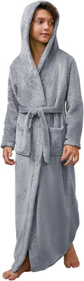 Jxstar Girls Plush Hooded Bathrobe Full Length for Cozy Comfort