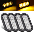 6 Inch Clear Lens Amber 24 LED Oval Side Marker Lights - Durable 12V