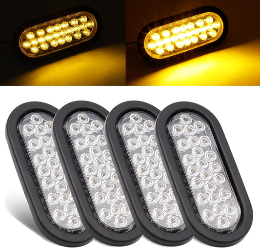 6 Inch Clear Lens Amber LED Oval Tail Marker Lights for Trailers