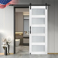 Glass Sliding MDF Barn Door 30 in x 96 in - Frosted 5-Panel