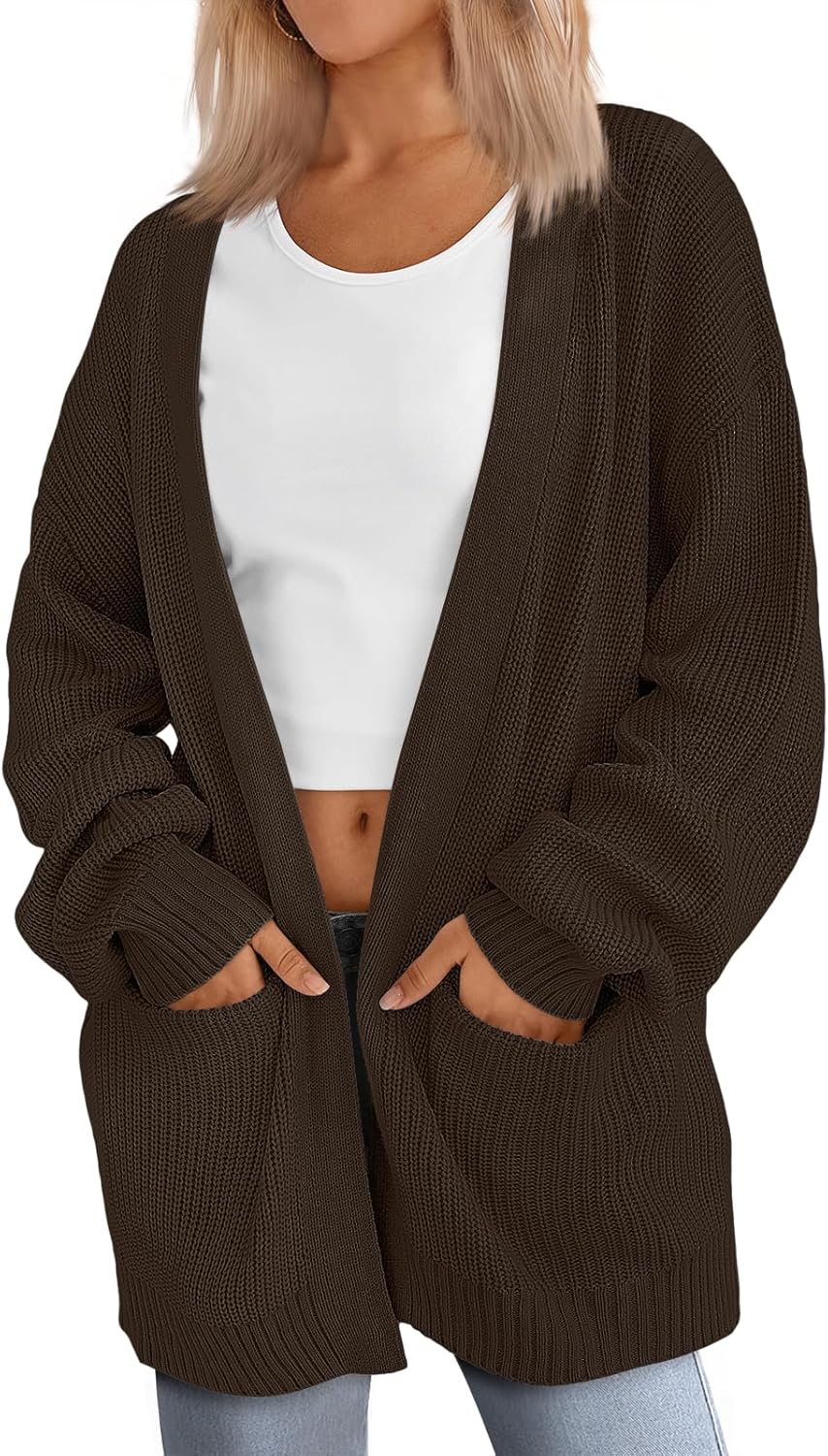 LILLUSORY Womens Oversized Cardigans Soft Knit Sweater with Pockets