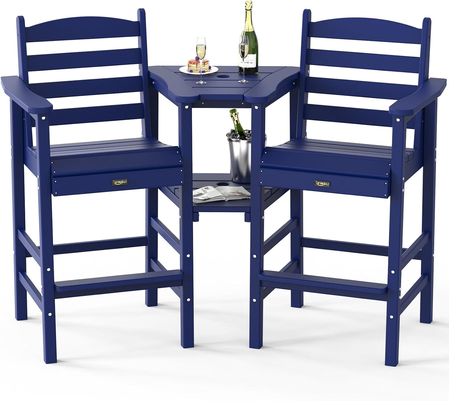 VINGLI Tall Adirondack Chairs Set of 2 with Double Trays
