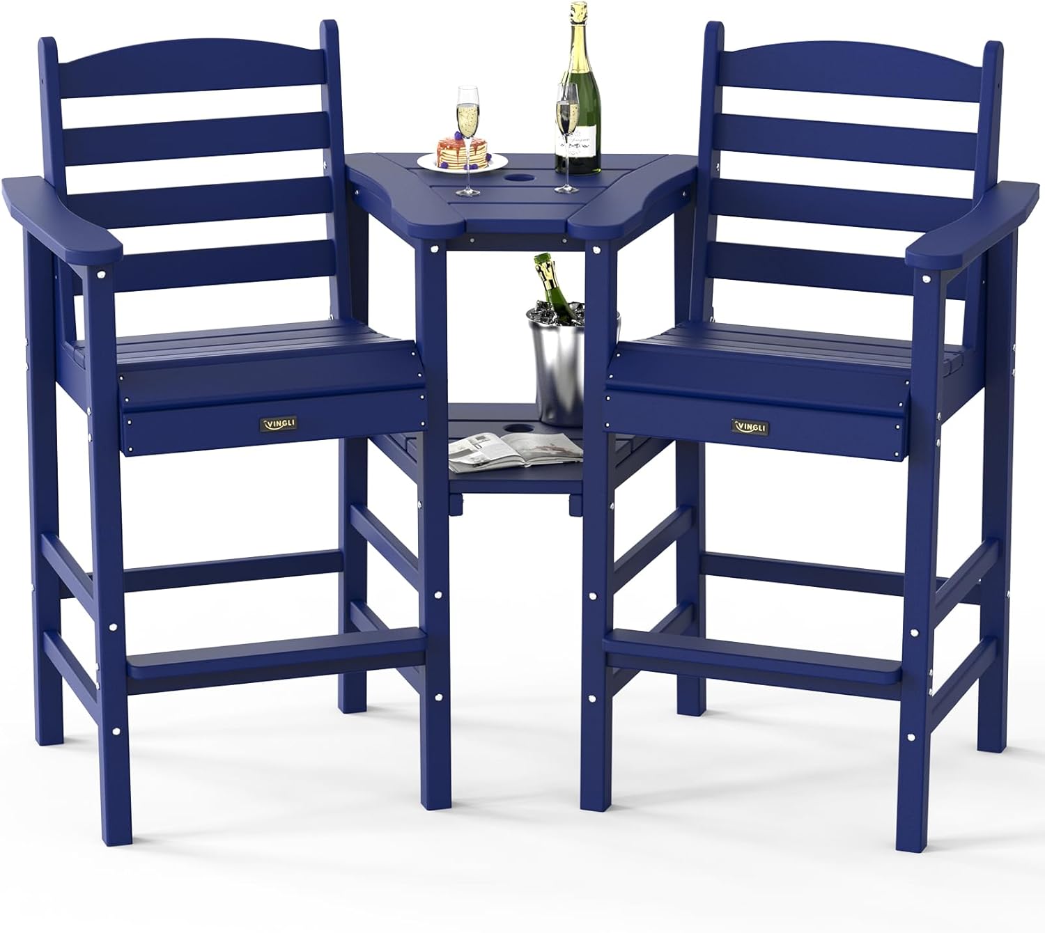 VINGLI Tall Adirondack Chairs Set of 2 with Double Trays
