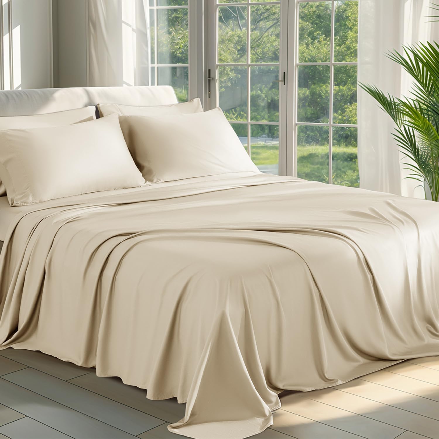 Ultra Cooling Bamboo Sheets King Size Set for Hot Sleepers
