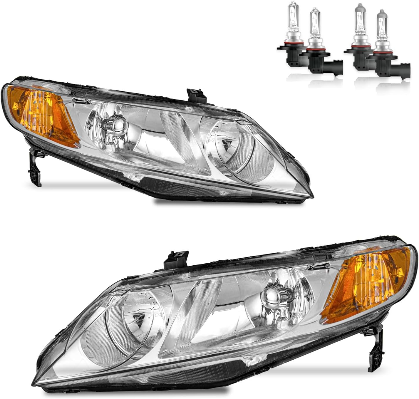 Headlights Assembly for 2006-2011 Honda Civic 4-Door Halogen