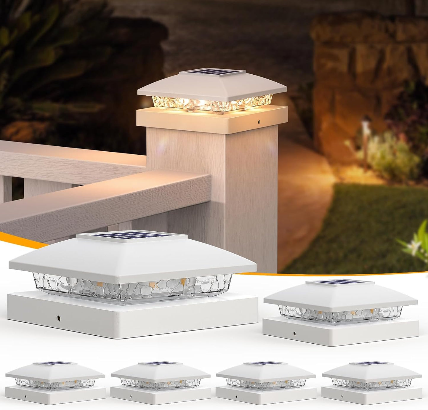 APONUO Solar Post Cap Lights for 4x4 Posts - Bright Warm White