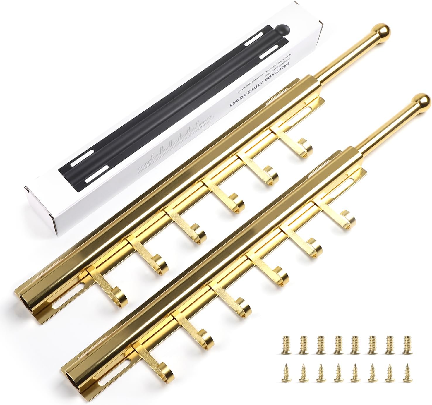 16.5 Valet Rod for Closet Pull Out with 6 Hooks for Organizing