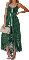 CUPSHE Olive Green Lace Maxi Sun Dress - Flowy Summer