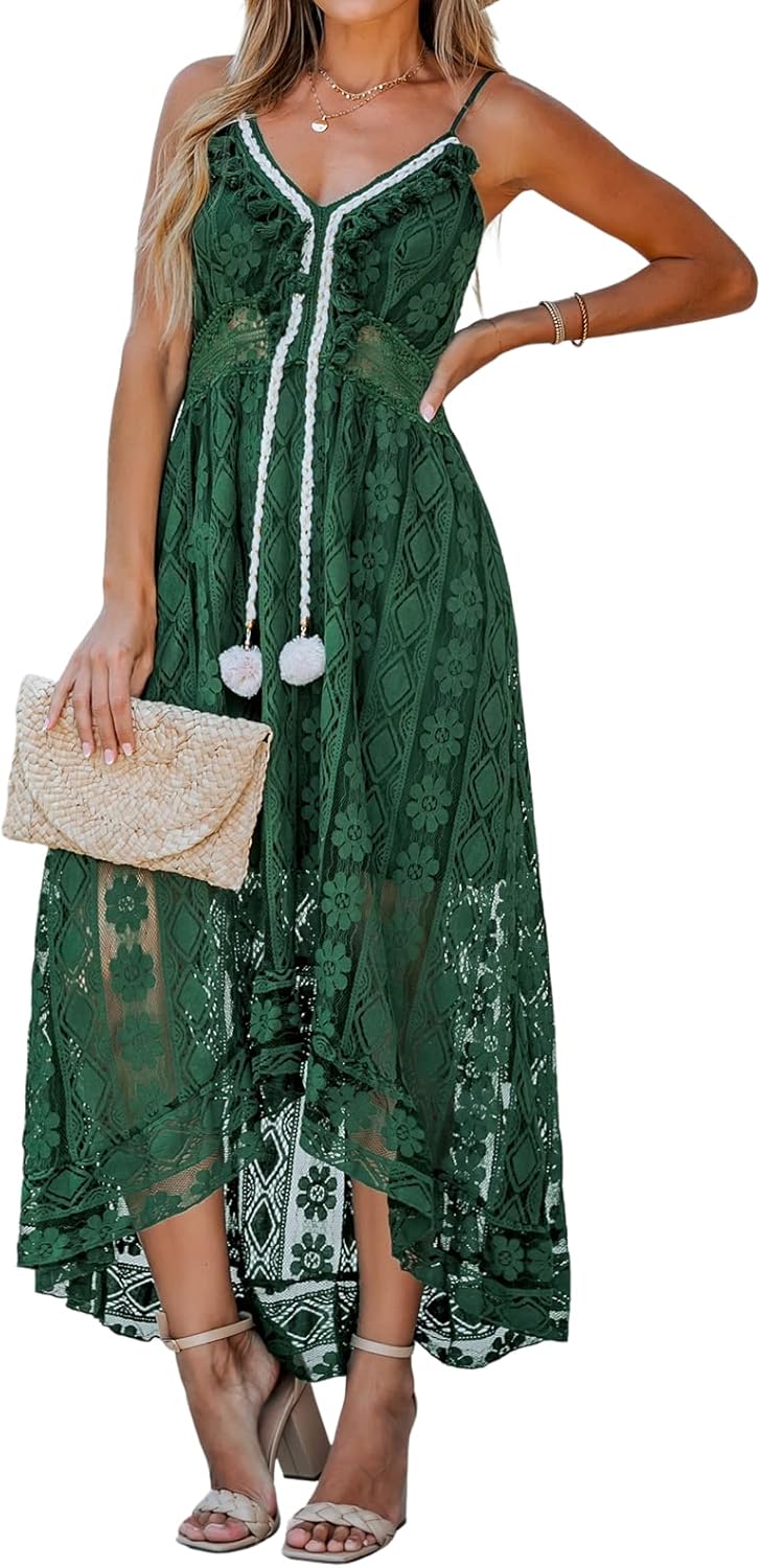 CUPSHE Women's Summer Dresses Flowy Maxi Lace Beach Dress