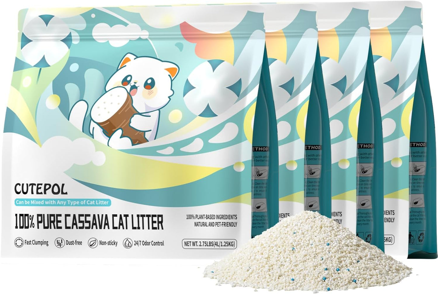 Cassava Clumping Cat Litter for Rapid Clumping and Odor Control