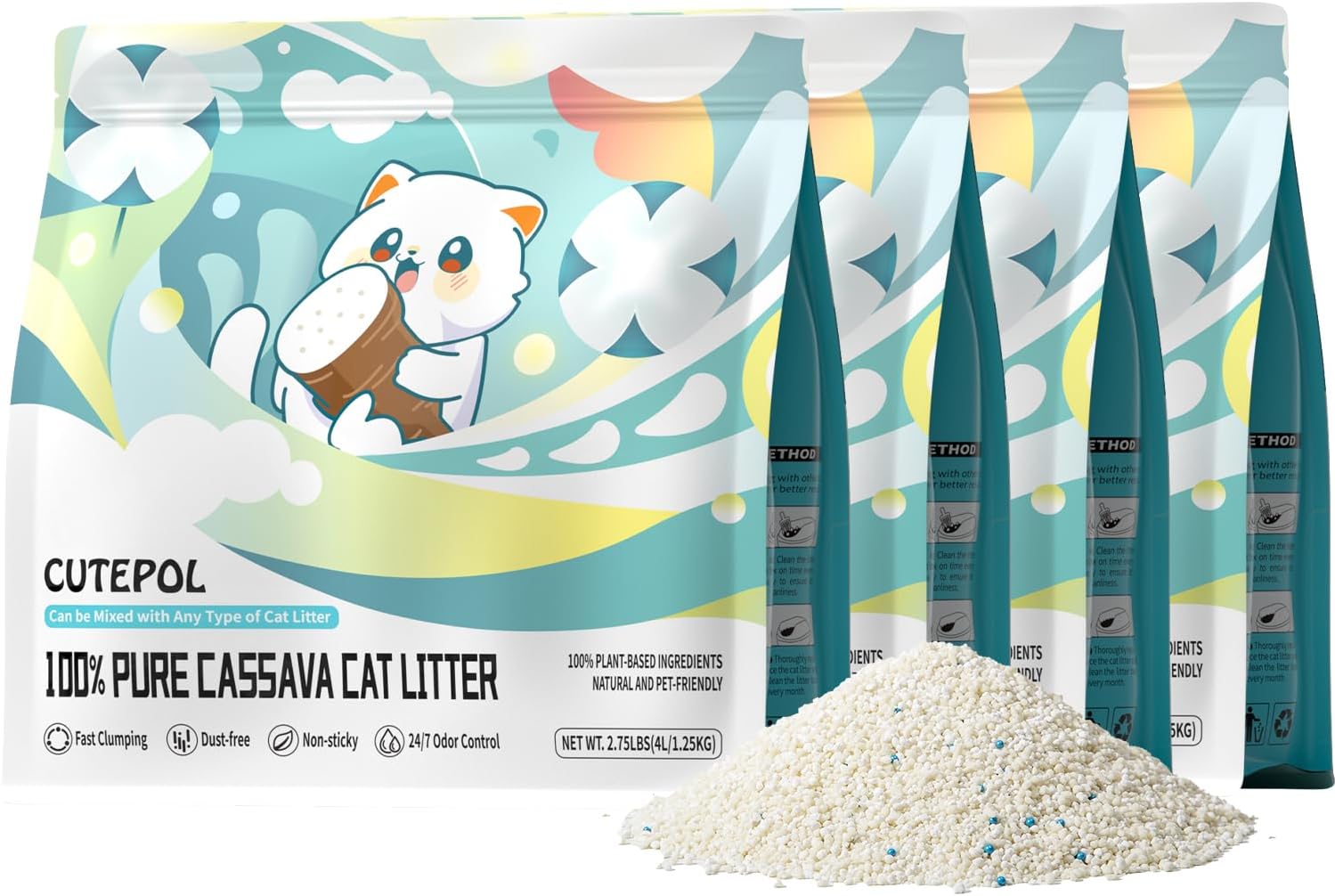 Cassava Clumping Cat Litter for Rapid Clumping and Odor Control