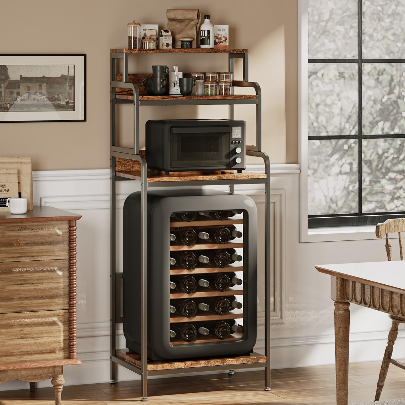 Vintage Brown 4-Tier Fridge Stand - Maximize Storage