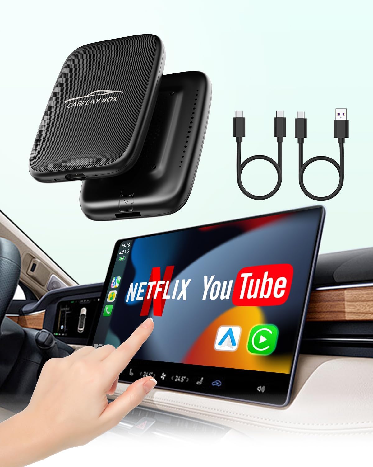 2025 Wireless CarPlay Adapter: Stream Netflix/YouTube!