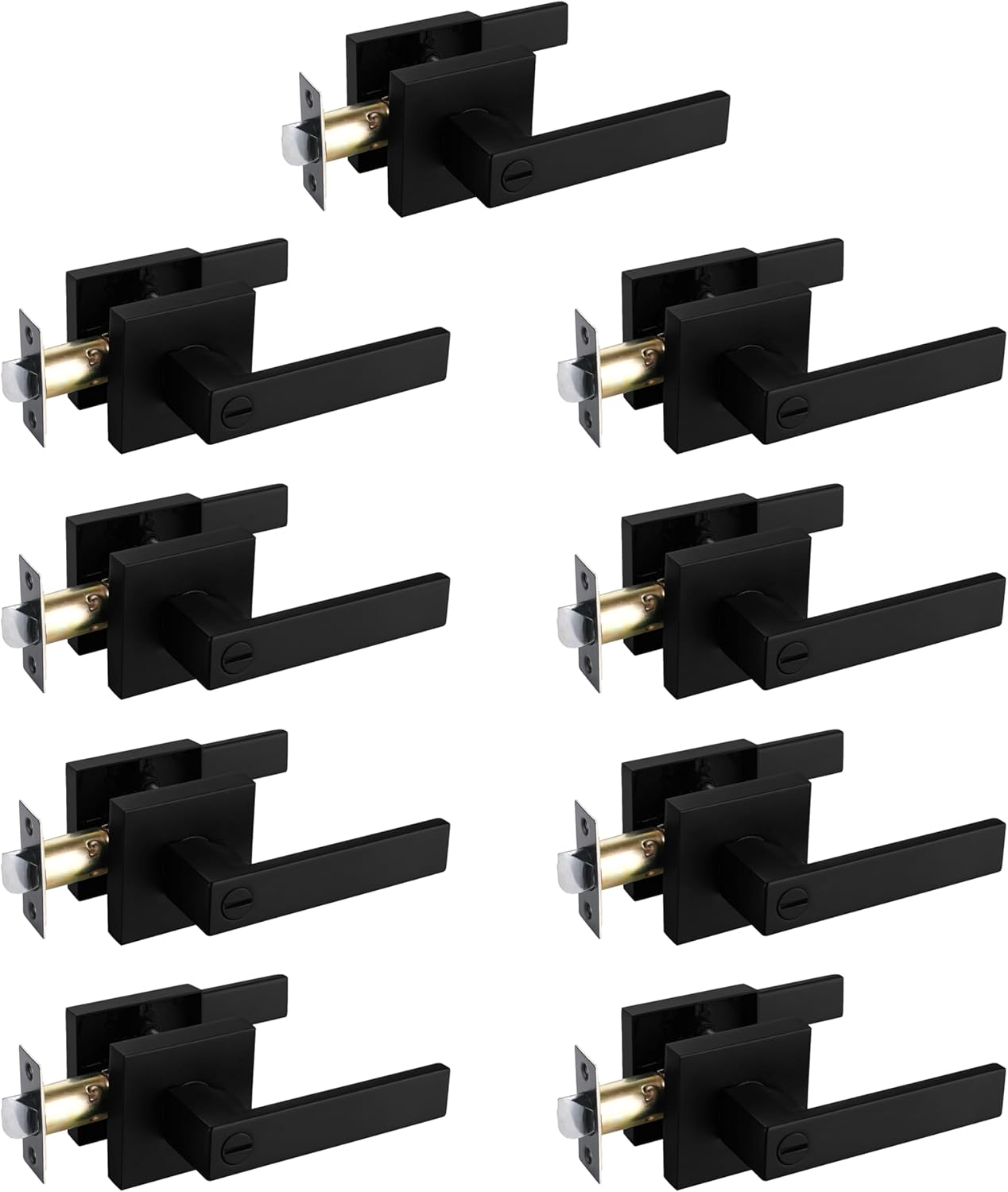 NEWBANG Solid Privacy Door Lever Handle in Matte Black Finish