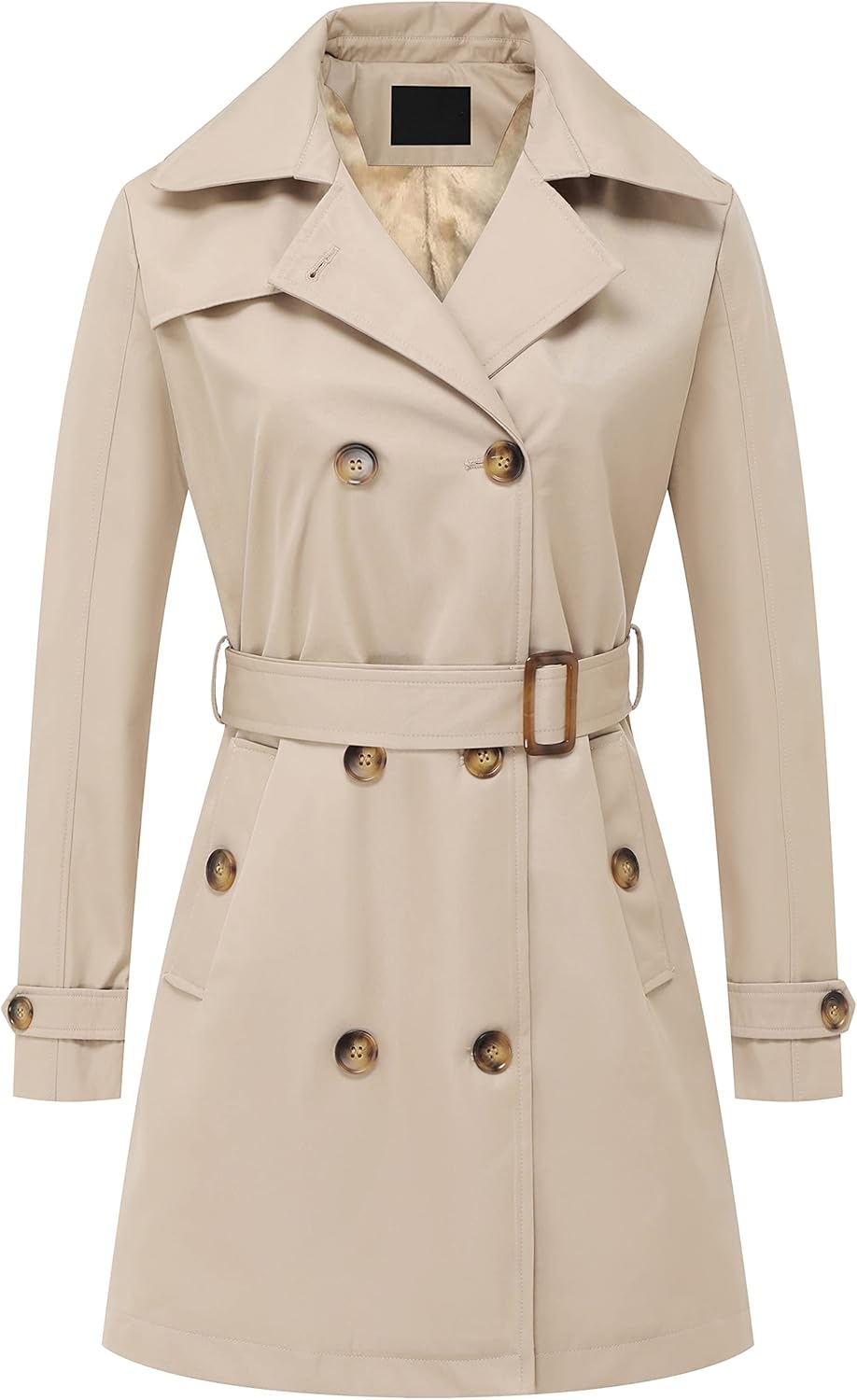 Stylish Women's Double Breasted Trench Coat with Detachable Hood