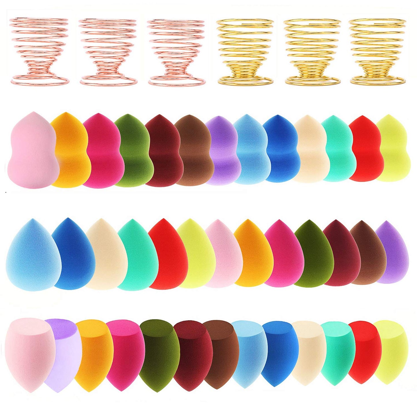 Vegan Makeup Sponge Set - 39 Latex-Free Sponges + 6 Holders for Flawless Blending