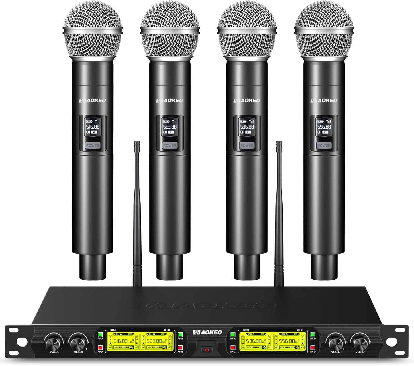 Aokeo 4-Ch Wireless Mic System for Dynamic Sound