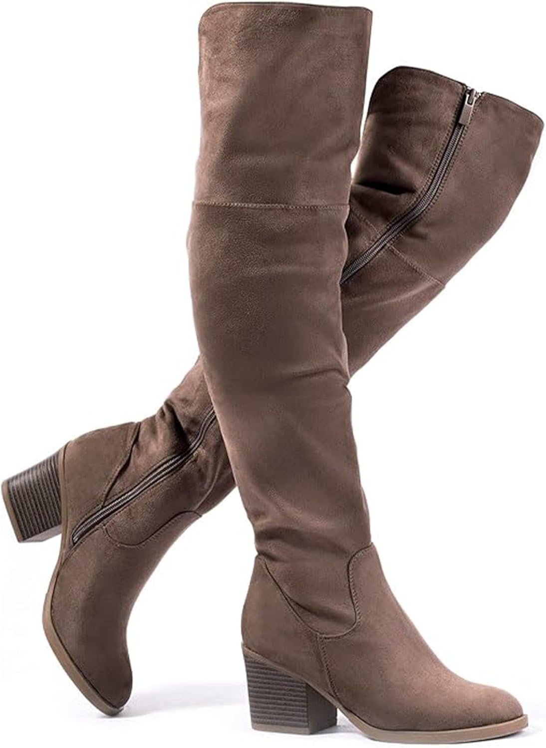Thigh High Boots for Women with Sexy Stacked Block Heels
