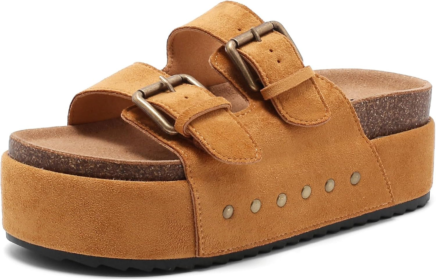 Women's Platform Clogs Sandals with Comfort Double Buckles