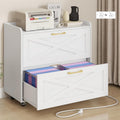 Lateral File Cabinet with Charging Station for Home Office Use